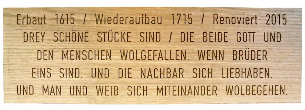 Eichenholz, Schriftstärke 2 mm