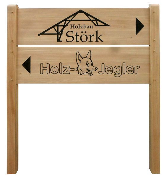 Schildkonstruktion verzapft, Holzschilder aus einheimischer Lärche