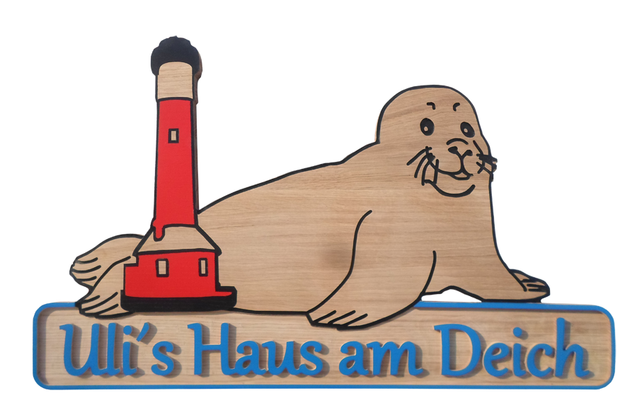 Holzschild für eine Ferienwohnung auf der Insel Wangerooge.