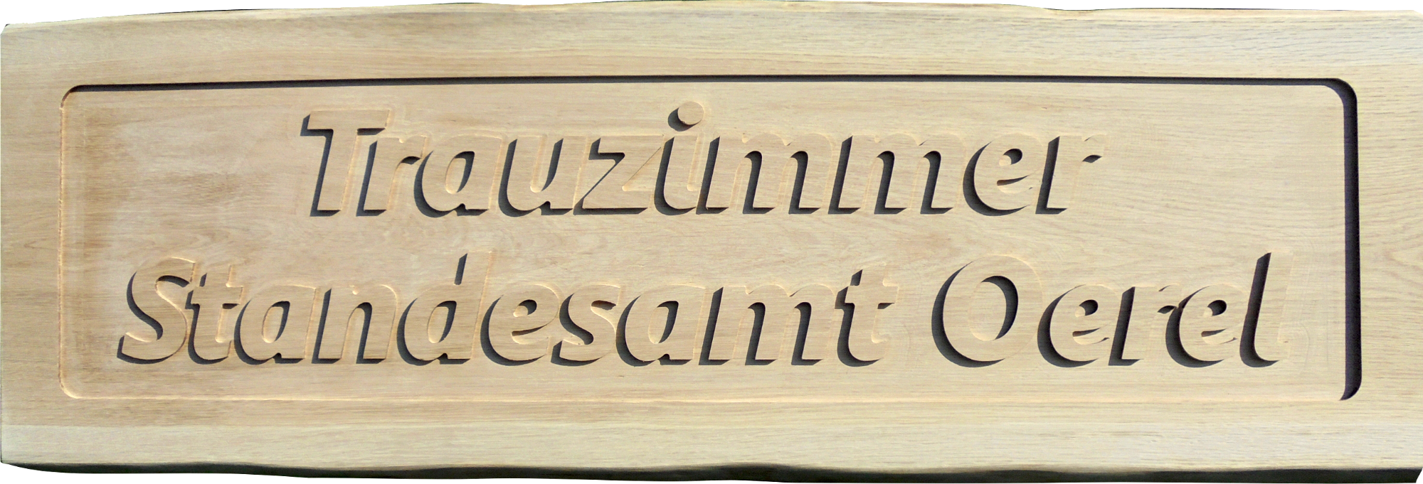 Eichenschild, Standesamt Oerel, Schrift erhaben